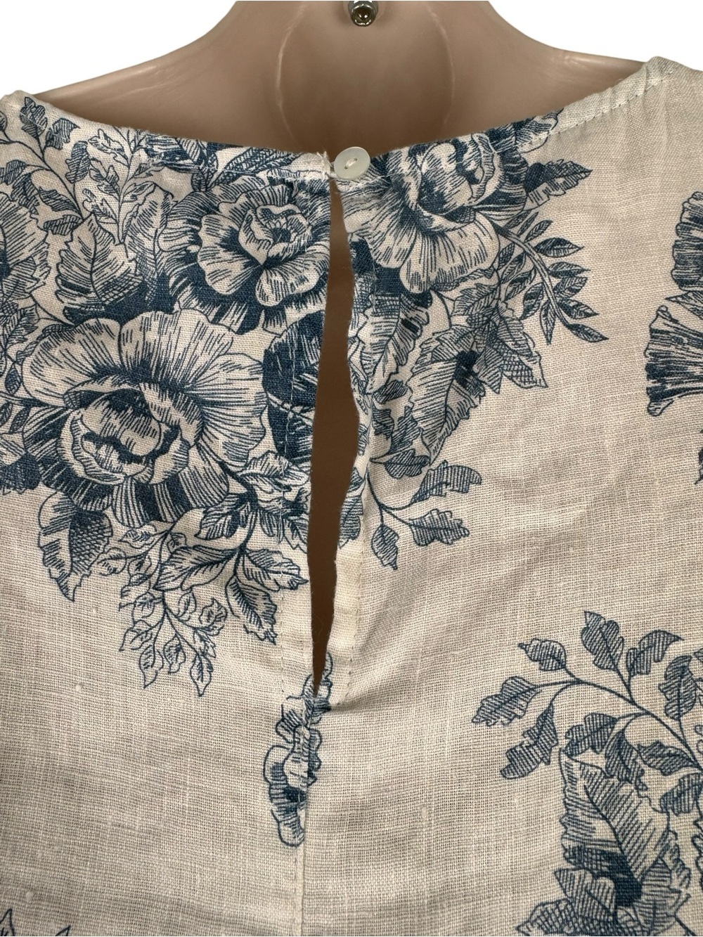 Rachel Zoe Blue White Floral Linen Shift Dress w/pockets Sleeveless Small - Picture 6 of 7